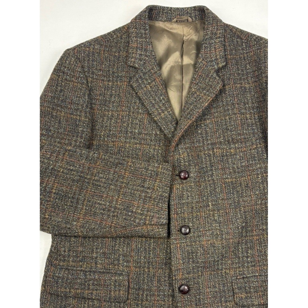 VTG Harris Tweed Dunn & Co Green/Brown/Rust Plaid Sport Coat 42R Great Britain